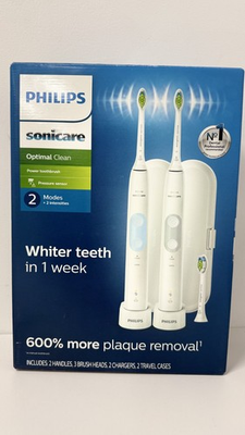#ad Philips Sonicare Optimal Clean Electric Toothbrush 2 Pack HX6829 75 USED $33.99