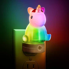 Plug-In Night Light for Kids, Cute Color Changing LED Night Light with Dusk to D