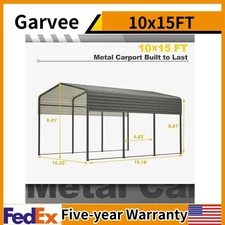 🔥☑️15×10Ft Heavy Duty Steel Carport with Galvanized Roof for Cars Boats Tractor
