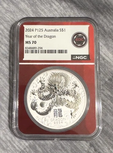 2024 P125 Australia .9999 Silver Year of the Dragon NGC MS70 EDC Red Core