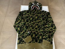Authentic A Bathing Ape Bape ABC Camo Shark Full Zip Hoodie Green XL New Rare