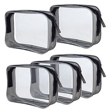 5 Packs Clear Cosmetics Bag TSA Approved, PVC Medium Pack of 5 Transparent