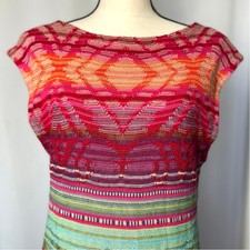 Lauren Ralph Lauren Boho Knit Short Sleeve Midi Dress Size XL Stretch Tribal 