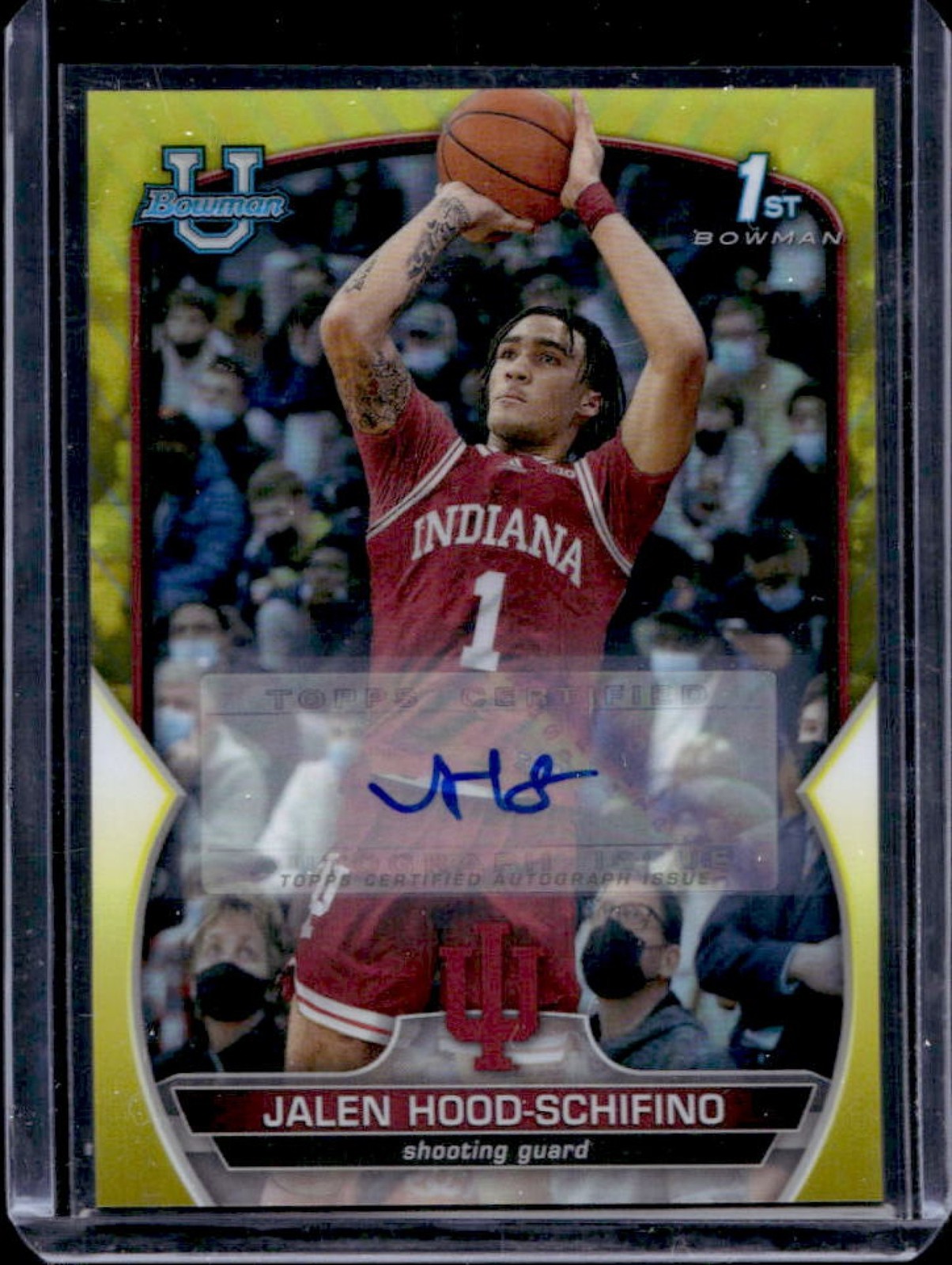 2022-23 Bowman Chrome U Jalen Hood-Schifino Auto 1st Yellow Refractor #42/75