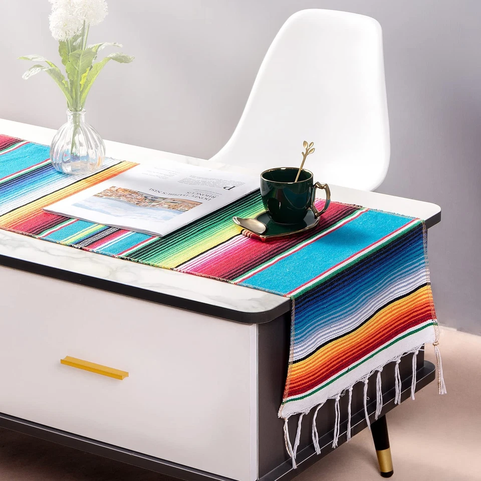 Corredor de mesa mexicano pacote com 4 14 x 84 polegadas festa tema mexicano decoração de festa... - Imagem 2 de 4