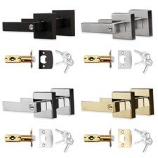 XFORT Quad Entrance Knob Set, Door Knob with Lock for Wooden Doors