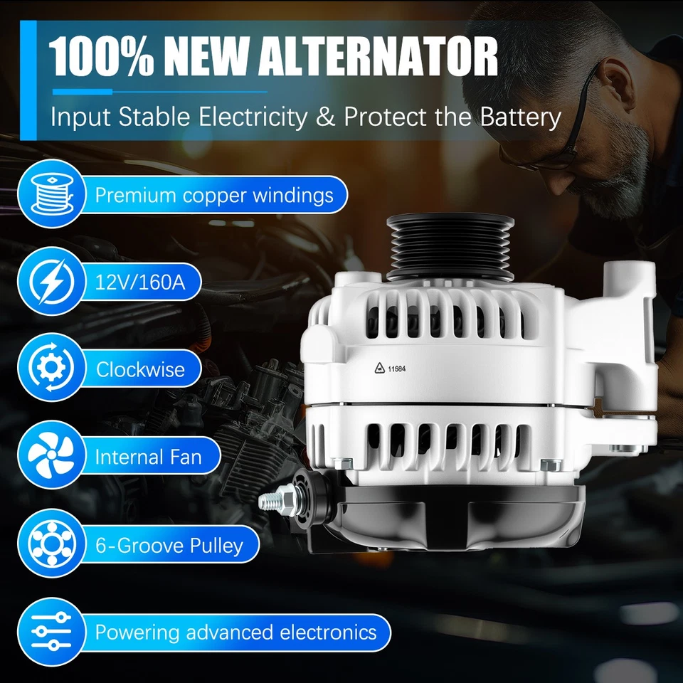 OEM Alternator For 2012 2013 2014 2015 2016 2017 2018 Jeep Wrangler 3.6L 11584 Foto 4 de 4