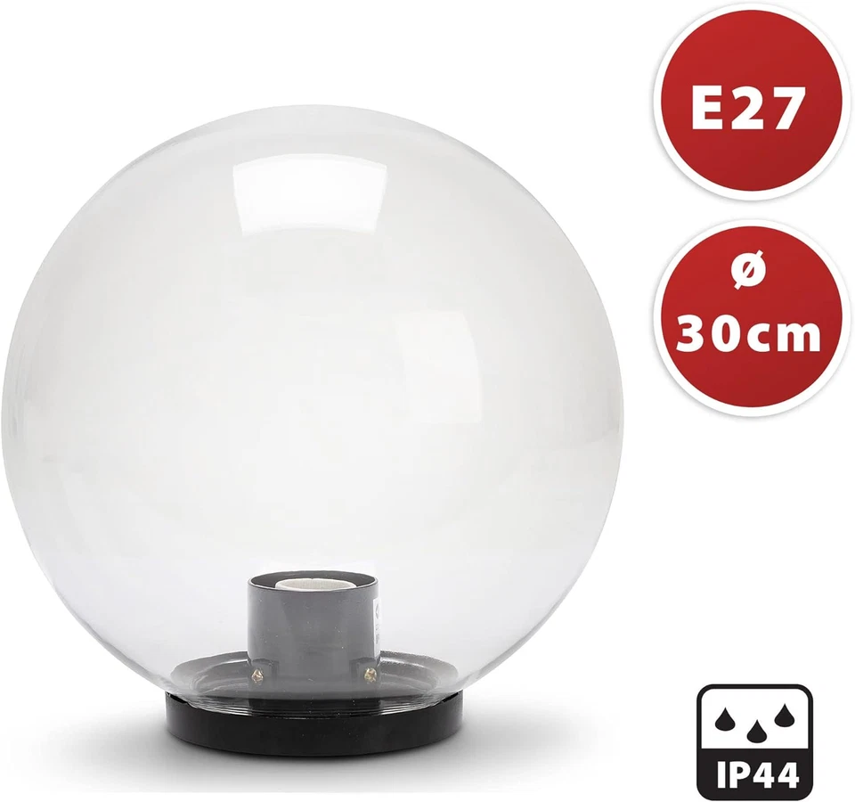 APOLUX – Lampada Sferica Da Esterno, Diametro 300Mm, Attacco E27, Trasparente | - Immagine 2 di 4