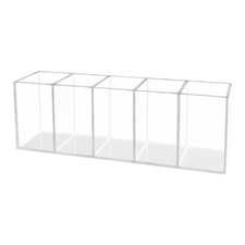 Acrylic Clear Pen Holder 5 Compartments Pencil Holder Desk Organizer Desktop .
