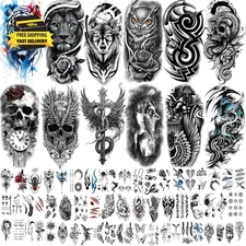72 Sheets Realistic Temporary Tattoo Stickers for Adults - Waterproof Fake Tatto