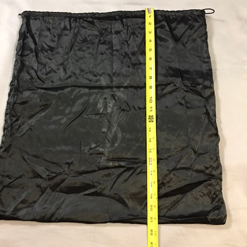 Yves Saint Laurent Staubbeutel 21x20 cm schwarz Satin weiß gefüttert Kordelzug - Bild 4 von 11