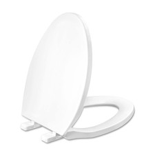 Toilet Seat Elongated Slow Close Hinges Plastic White Four Bumpers Bathroom