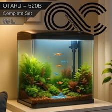 Aquarium Fish Tank 55L AIO Curved Glass RGB LED Light Complete Set Filter Pump 
