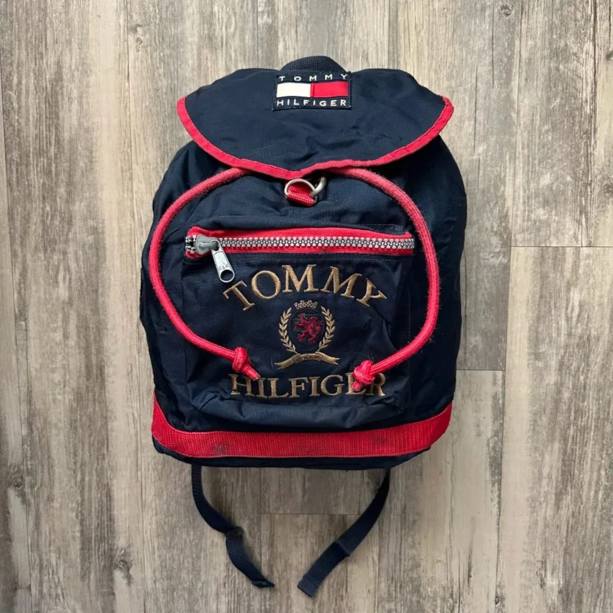 Tommy Hilfiger Backpack Vintage 90s Spellout Logo Blue Red White Drawstring Tommy Hilfiger Vintage Backpack Bag - Etsy main image 4