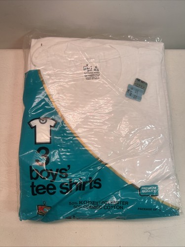 VTG T Shirts Boys Sz XL 50/50 Kodel Cotton White Single Stitch 3 Pk Kmart