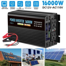 16000W Car Power Inverter DC 12V To AC 110V Pure Sine Wave Solar Converter LCD
