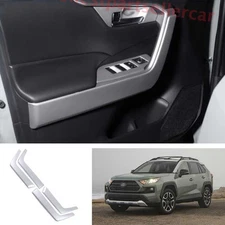 For Toyota RAV4 19-24 Matte Silver Inner Door Panel Bezel Cover Trim 4PCS