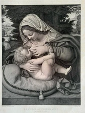 Leonard De Vinci Gravure Eau Forte Etching Vierge Marie Jesus Christ Sainte Anne