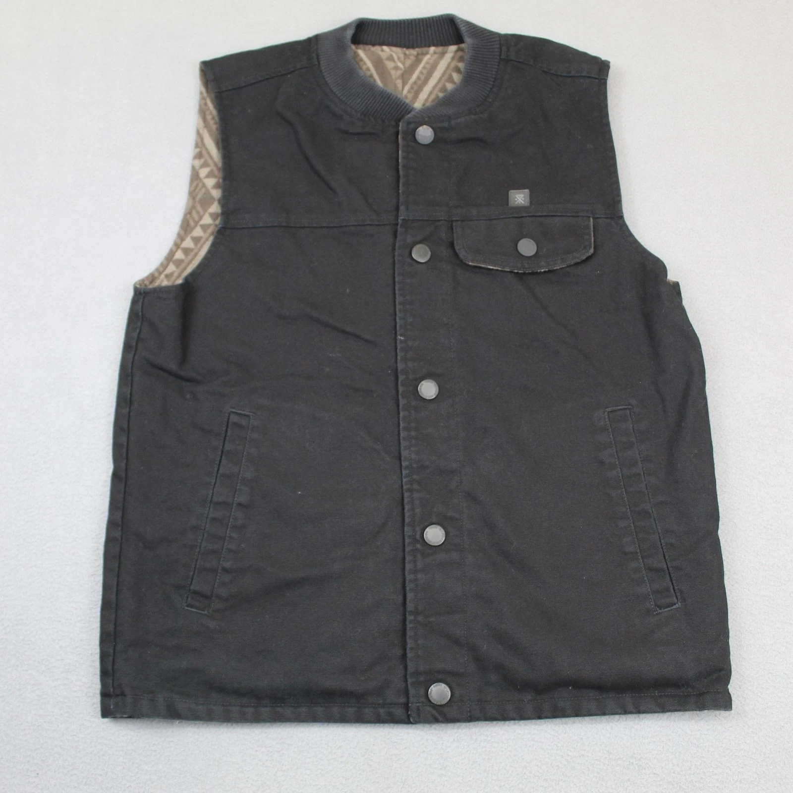 Roark Vest Mens Medium Black Milford Reversible Aztec Padded Bomber Jacket