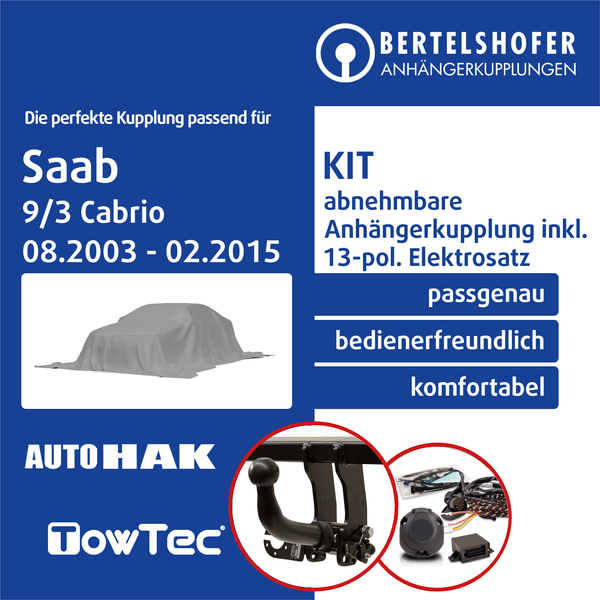 für Saab 9/3 Cabrio Typ YS3F 08.2003-02.2015 AHK Abn +13Pol Spez. E-Satz NEU TOP-image
