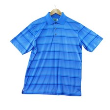Ben Hogan Performance Polo Shirt Mens M Blue Striped Golf Activewear Stretch