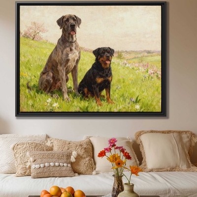 Great Dane Rottweiler Dog Oil Painting Canvas Print Wall Art Living Room Decor