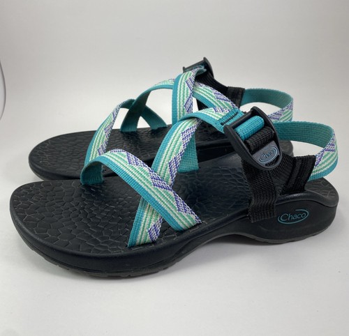 Chaco Sandals Women's 8 Turquoise Blue Teal Green Purple Adjustable Straps Cute - Picture 3 of 13