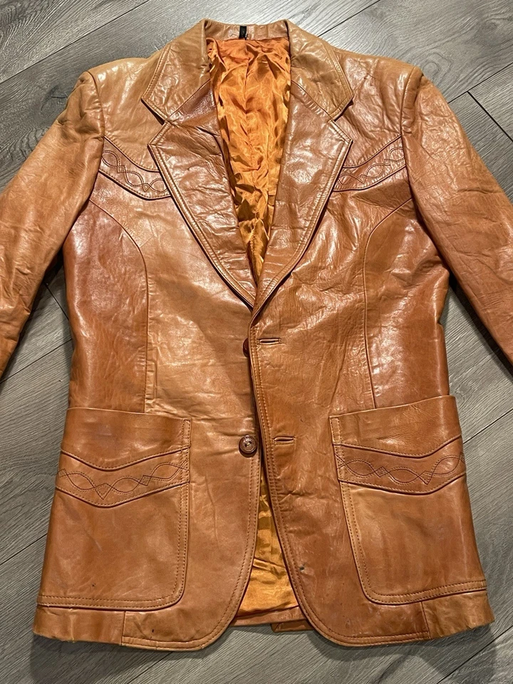 Chaqueta Vaquera Vintage Pioneer Wear Colección Dorada Cuero Occidental Talla L (40) Foto 2 de 4