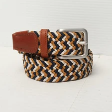 Jack & Jones Belt Mens 34-36 Brown Navy Woven Stretch Braided Meerkat Casual