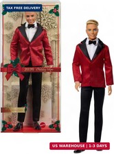 2026 Collectible Holiday Ken Doll and Doll Stand Blonde Hair Fashion Doll, Incl
