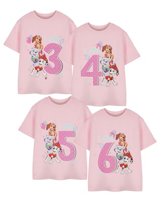 Paw Patrol Rosa Age 3 Birthday Kurzärmeliges T-Shirt Mädchen