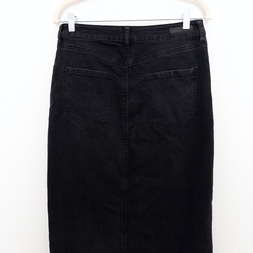 Sanctuary Womens Maxi Skirt Size 28 Black Denim Front Slit Raw Hem Y2K 90s Fall - Picture 7 of 8