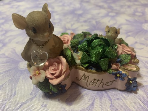 Fitz & Floyd Charming Tails Mom and Baby Flower Garden Figurine Rare Unique New - Picture 20 of 21