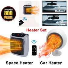 Heater Set 800W Space Heater  180W 12V Portable Car Heater Demister Warmer US