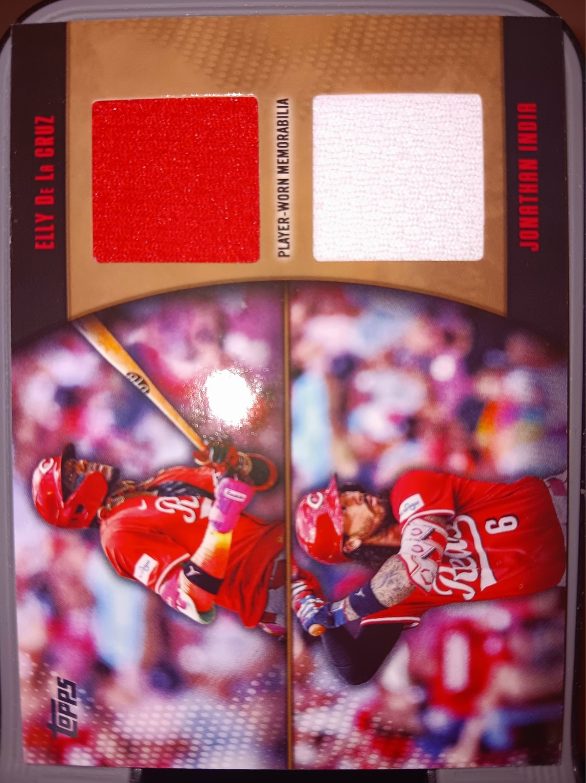 2025 Topps Elly De La Cruz/Jonathan India Major League Materials Dual Gold /50