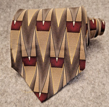 Ziggurat Imported Silk Tie Geometric Pattern Menswear Necktie USA made Vintage