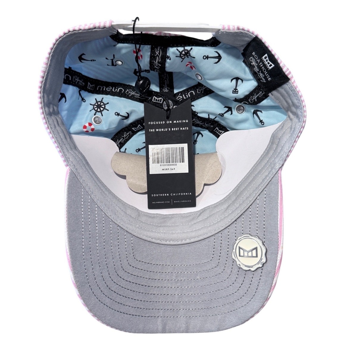 Melin Boathouse California Seersucker Snapback Hat Pink  display picture 1