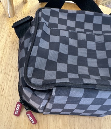 Bolsa de almuerzo térmica TATAY negra a cuadros con cremallera múltiples bolsillos - Imagen 2 de 7