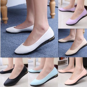 Women-Casual-Flats-Dolly-Ballet-Ballerina-Boat-Single-Shoes-Slip-On-Leather-Pump