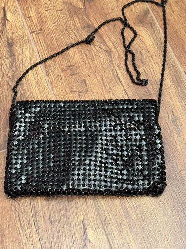 Wunderschöne Vintage 80er Jahre Metallkette schwarz formell/halb Abendtasche, Clutch Geldbörse - Bild 7 von 8