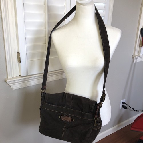 Fossil Brown Canvas Shoulder / Crossbody Bag (B) - Picture 6 of 11