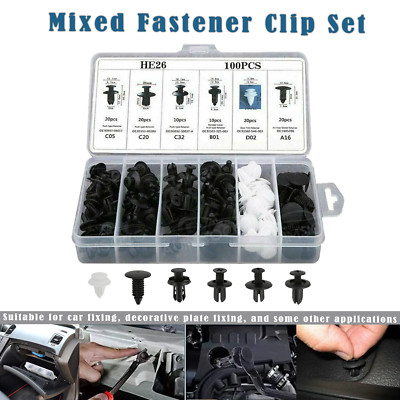 100PCS Retainer Clips Body Bumper Rivet Retainer Trim Molding Push Pin Clips kit