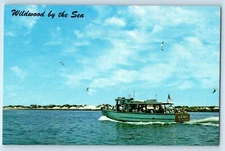 c1960 Wildwood New Jersey NJ Vintage Postcard Party Boat Cold Spring Inlet Lake