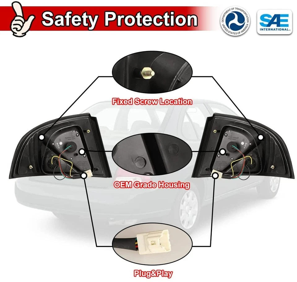  LED Tail Lights For 2000 2001 2002 2003 Nissan Sentra GXE/SE-R/XE Sedan 4-Door - Image 2 of 4