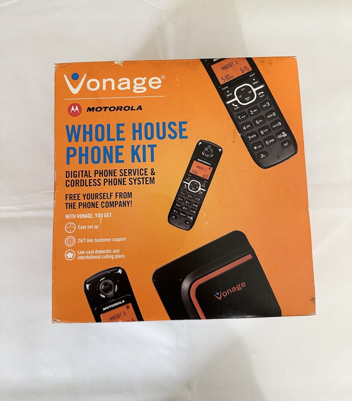 Motorola Vonage 3 Handset Whole House Phone Kit VDV23CVR Cordless