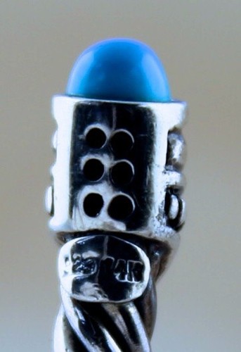 Samuel Benham Turquoise Cuff Bracelet Sterling Silver 925 & 14K Y Gold Sz 6.5" - Picture 3 of 8