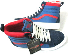 Vans Women's Sk8-Hi MTE All Weather Boots Navy Blue Red Suede Size 8.5 NIB