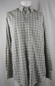 Mens-Peter-Millar-Plaid-White-Brown-Black-Blue-Plaid-Button-Front-Sz-Large-Shirt
