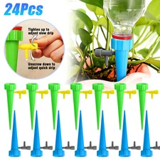 24PCS Plant Self Water Drip Auto Watering Spikes Adjustable Control Valve Switch
