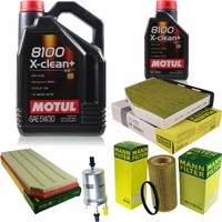 MANN-FILTER Inspektionspaket 6L Motul 5W-30 8100 X-Clean+ FüR Audi A3 S3